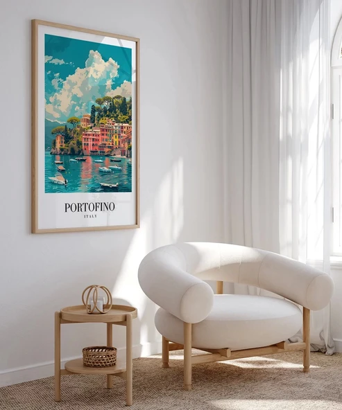 Çerçevesiz Poster Portofino'nun Renkli Kıyıları - Resim 3