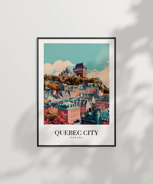 Çerçevesiz Poster Tarihi Quebec Şehir Baskısı - Resim 7