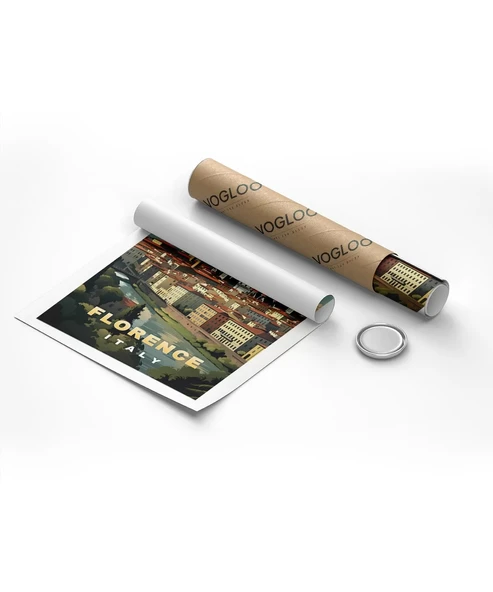 Çerçevesiz Poster Floransa Katedrali ve Şehir Manzarası " - Resim 8