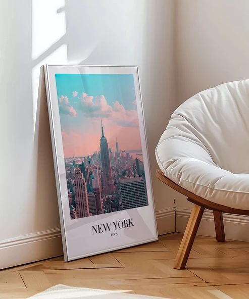 Çerçevesiz Poster New York Silüeti Gün Doğumu - Resim 4