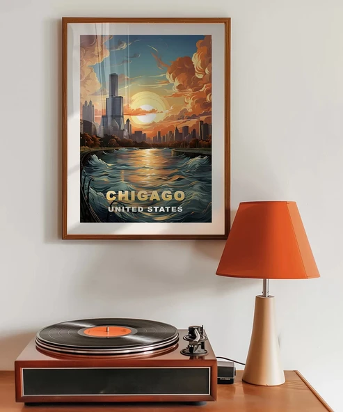 Çerçevesiz Poster Gölün ve Gökdelenlerin Şehri - Resim 3