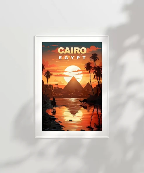 Çerçevesiz Poster Piramitlerin Altında Gün Batımı - Resim 2