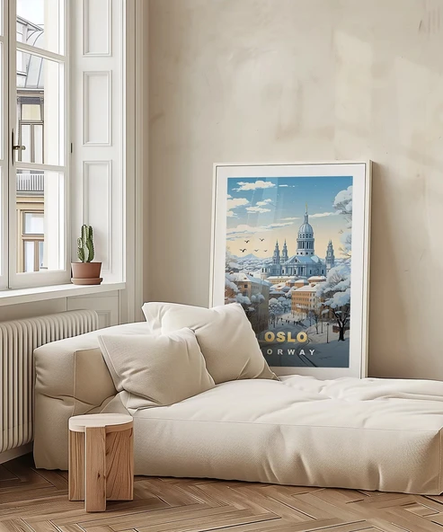 Çerçevesiz Poster Oslo Kış Manzarası - Resim 4