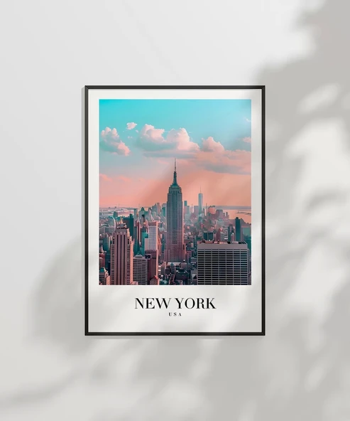 Çerçevesiz Poster New York Silüeti Gün Doğumu - Resim 7