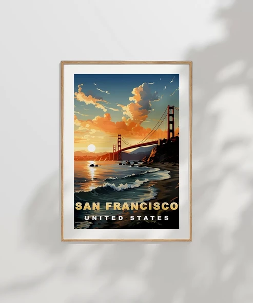 Çerçevesiz Poster San Francisco Gün Batımı - Resim 7