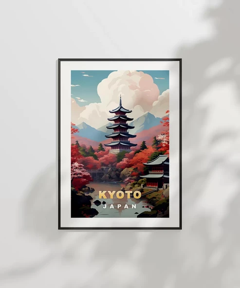 Çerçevesiz Poster Sonbahar Kyoto Manzarası - Resim 6