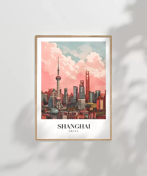 Çerçevesiz Poster Shanghai Gökyüzüne Yükselen Şehir - Resim 7