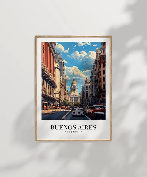 Çerçevesiz Poster Tarihi Buenos Aires Manzarası - Resim 7