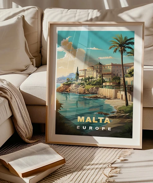 Çerçevesiz Poster Malta Sahil Manzarası ve Akdeniz Huzuru - Resim 5
