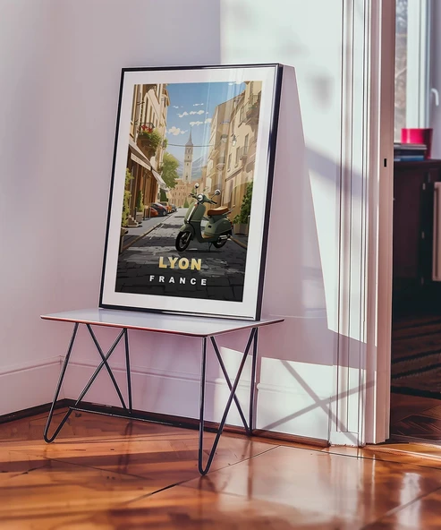 Çerçevesiz Poster Lyon'un Şirin Sokakları ve Vespa - Resim 5