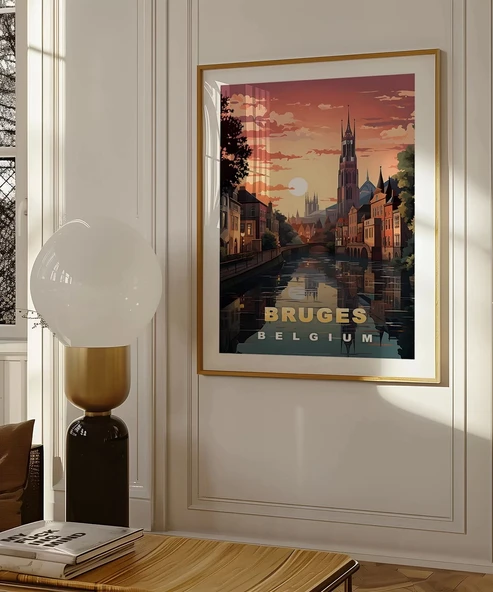 Çerçevesiz Poster Kanallar Üzerinde Gün Batımı - Resim 4