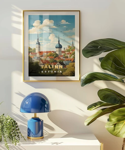 Çerçevesiz Poster Tallinn Tarihi Şehir Manzarası - Resim 5
