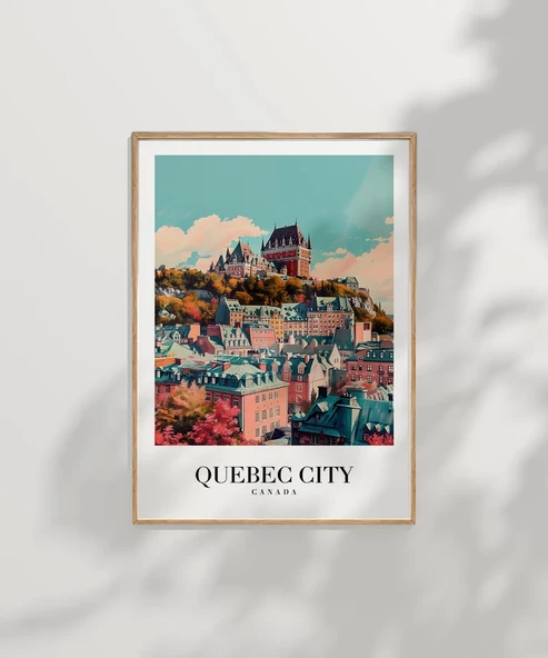 Çerçevesiz Poster Tarihi Quebec Şehir Baskısı - Resim 6