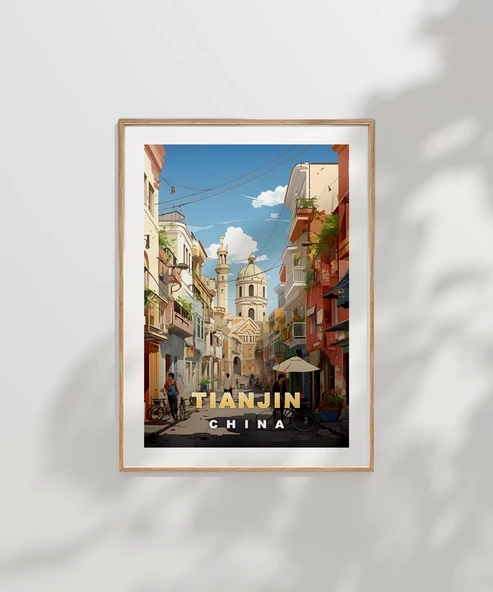 Çerçevesiz Poster Tianjin Tarihi Sokak Manzarası - 6