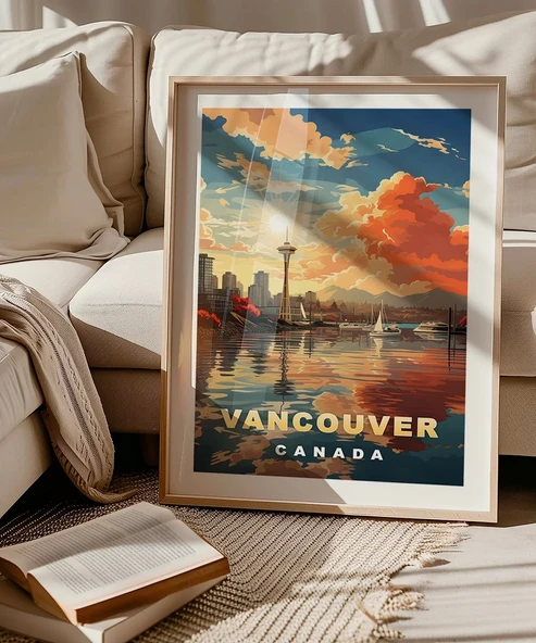 Çerçevesiz Poster Vancouver Gün Batımı Manzarası - Resim 5