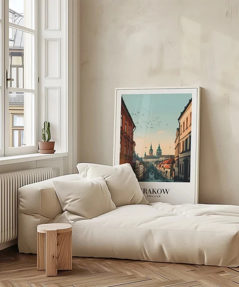 Çerçevesiz Poster Krakow Tarihi Sokakları ve Silüeti i - Resim 3