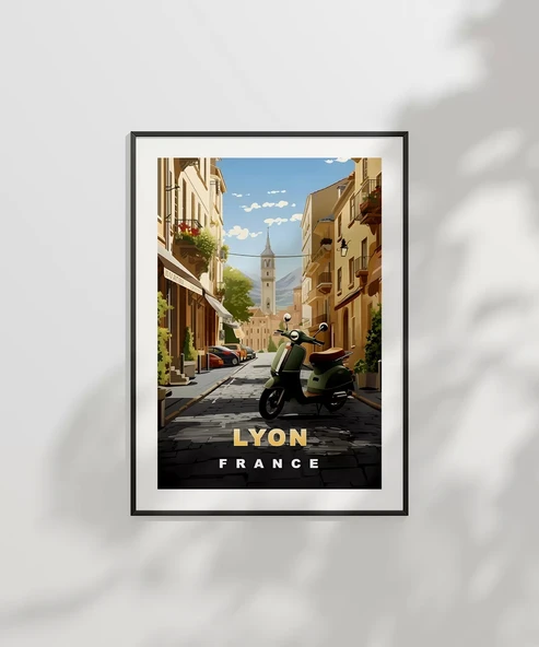 Çerçevesiz Poster Lyon'un Şirin Sokakları ve Vespa - Resim 6