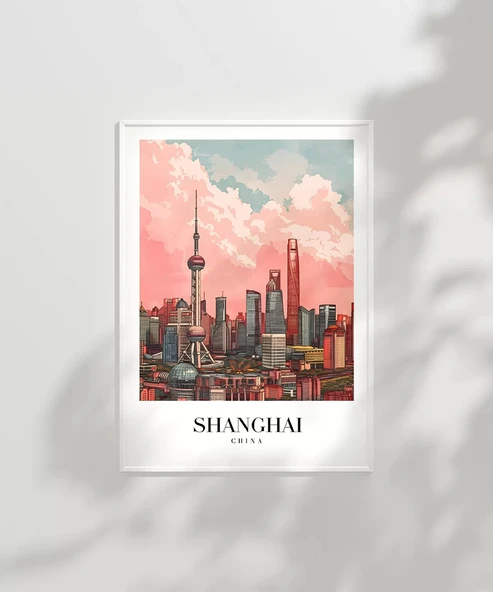 Çerçevesiz Poster Shanghai Gökyüzüne Yükselen Şehir - Resim 2