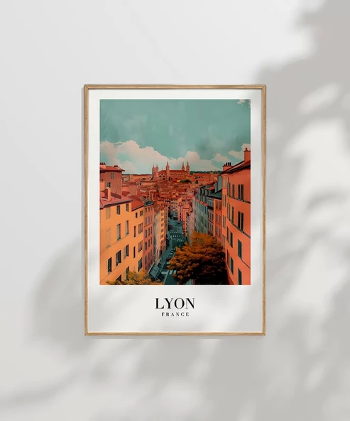 Çerçevesiz Poster Tarihi Lyon Sokakları Dekoratif - 6