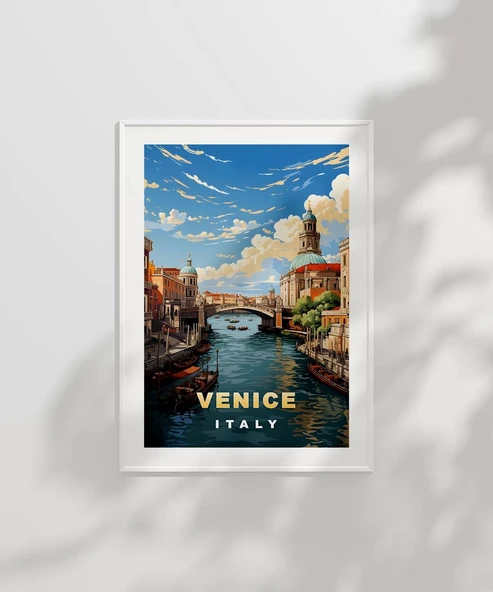 Çerçevesiz Poster Venedik Kanalı Manzarası - Resim 2