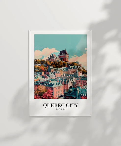 Çerçevesiz Poster Tarihi Quebec Şehir Baskısı - Resim 2