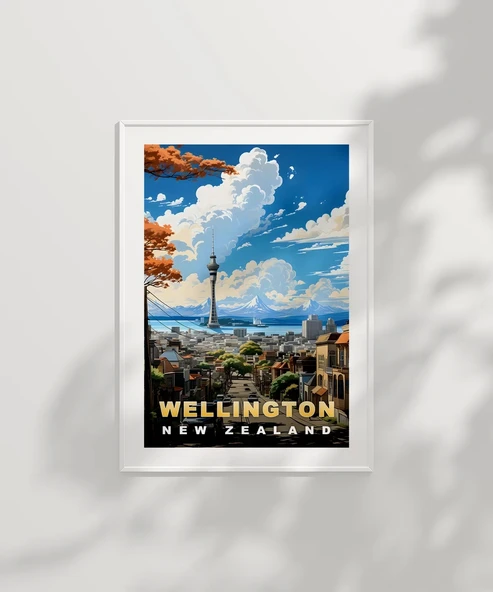 Çerçevesiz Poster Wellington Skyline New Zealand - Resim 2