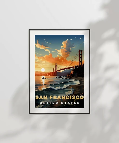 Çerçevesiz Poster San Francisco Gün Batımı - Resim 6