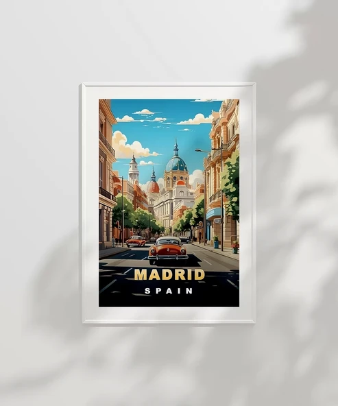 Çerçevesiz Poster Madrid Şehir Sokakları ve Tarihi Atmosfer - Resim 2