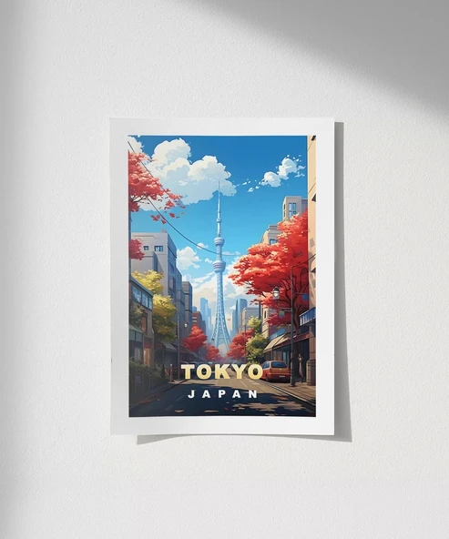 Çerçevesiz Poster Sonbahar Renkleriyle Tokyo Manzarası ürün görseli