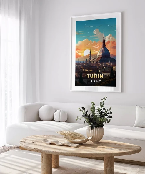 Çerçevesiz Poster Turin Gün Batımı Manzarası - Resim 3