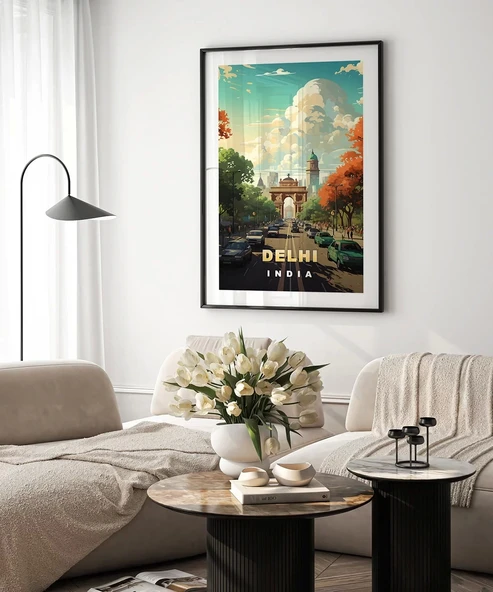 Çerçevesiz Poster Delhi'nin Renkli Yolları - Resim 4