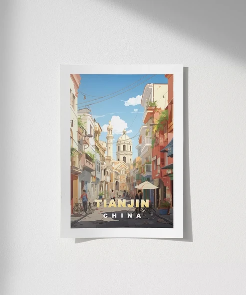 Çerçevesiz Poster Tianjin Tarihi Sokak Manzarası