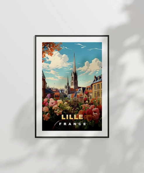 Çerçevesiz Poster Romantik Lille Manzarası Sanat - Resim 7