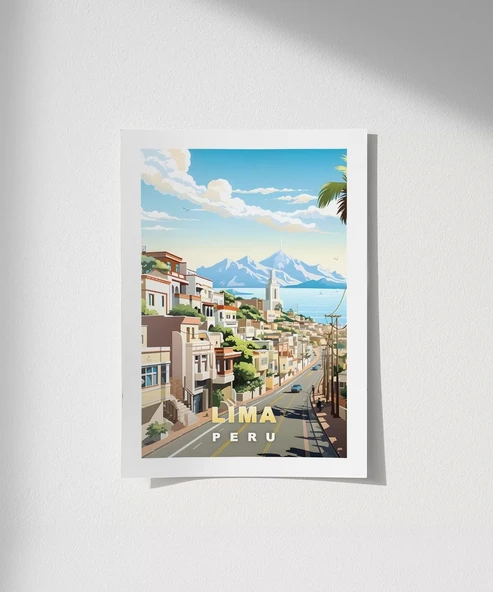 Çerçevesiz Poster Tropikal Lima Sokakları Dekoratif