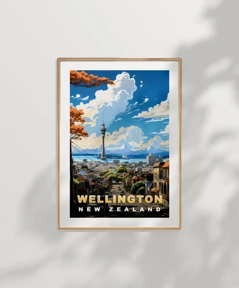 Çerçevesiz Poster Wellington Skyline New Zealand - Resim 6