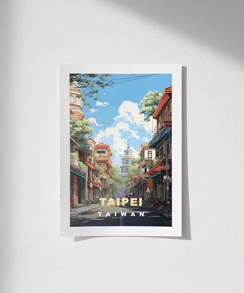 Çerçevesiz Poster Taipei Sokak Manzarası ürün görseli