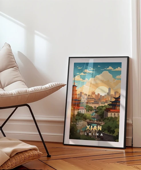 Çerçevesiz Poster Xi'an Tarihi ve Modern Perspektif Sanatsal - Resim 4