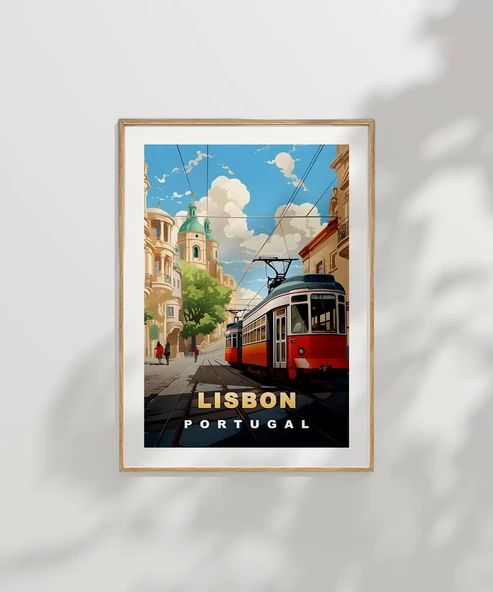 Çerçevesiz Poster Lizbon Tramvayı ve Şehir Manzarası - Resim 7