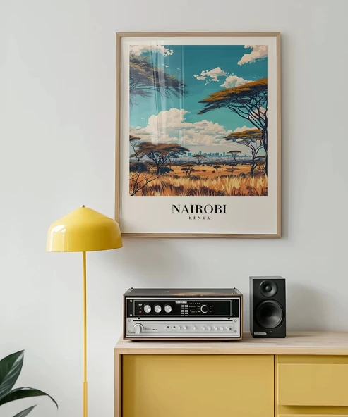 Çerçevesiz Poster Vahşi Doğa ve Şehir Silüeti - Resim 3