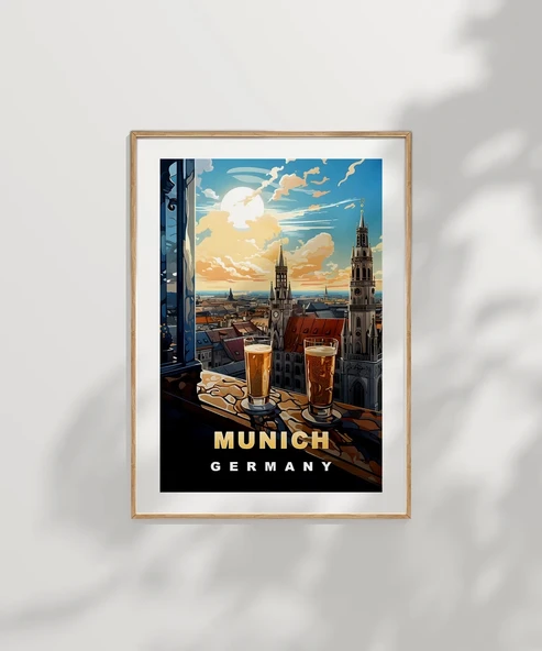 Çerçevesiz Poster Münih'in İkonik Kuleleri - Resim 7