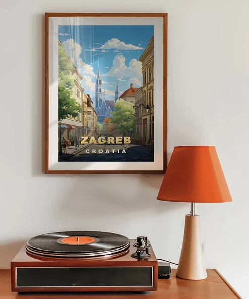 Çerçevesiz Poster Zagreb Katedrali Sokak Manzarası - Resim 3