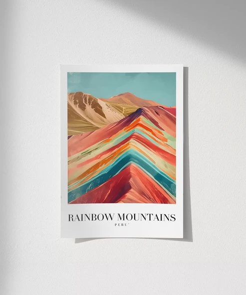 Çerçevesiz Poster Rainbow Mountains Peru ürün görseli