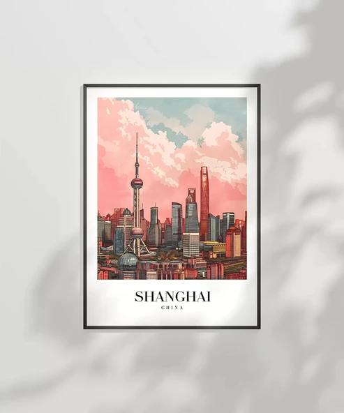 Çerçevesiz Poster Shanghai Gökyüzüne Yükselen Şehir - Resim 6