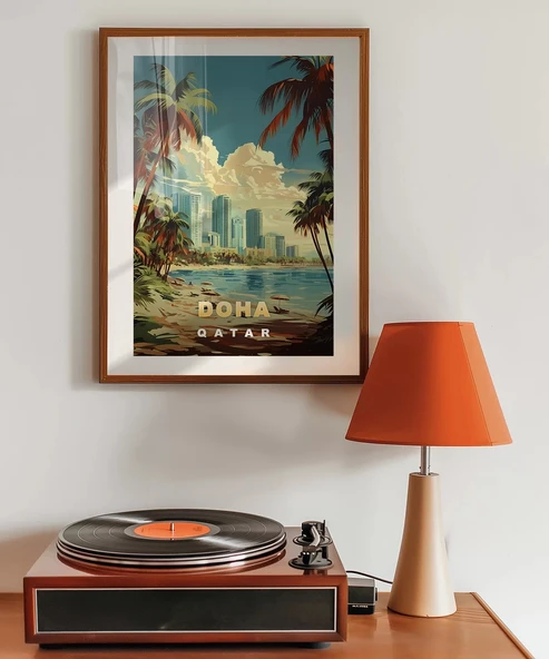 Çerçevesiz Poster Doha Şehir Manzarası - Resim 3