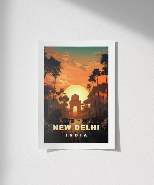 Çerçevesiz Poster New Delhi Gün Batımı ürün görseli