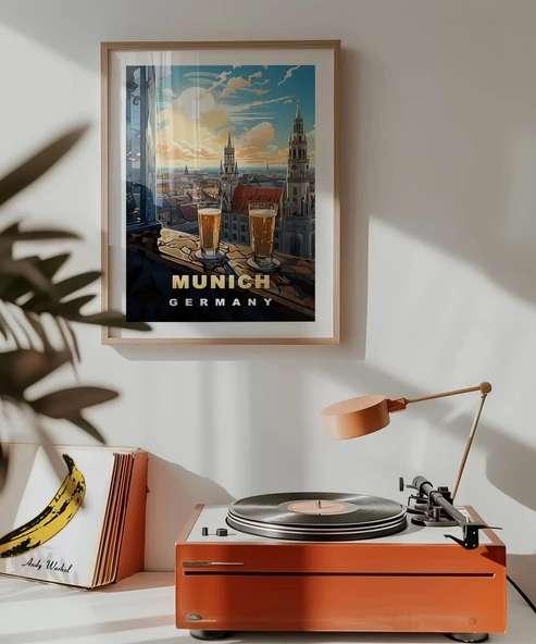 Çerçevesiz Poster Münih'in İkonik Kuleleri - Resim 3