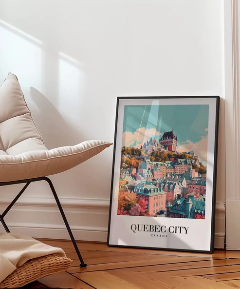 Çerçevesiz Poster Tarihi Quebec Şehir Baskısı - Resim 3