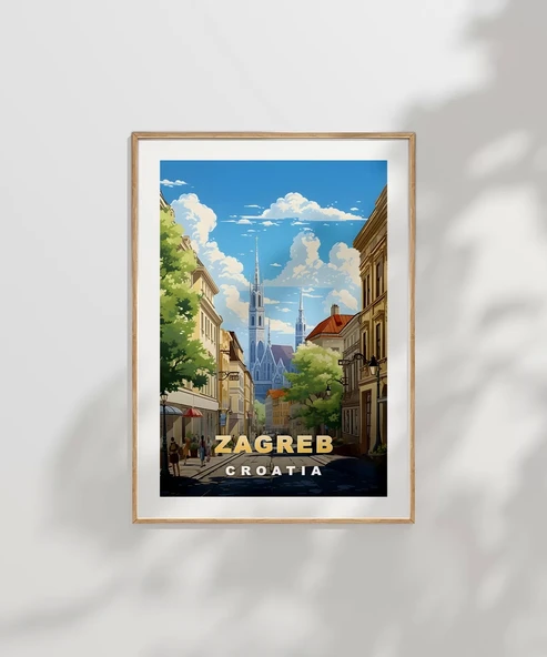 Çerçevesiz Poster Zagreb Katedrali Sokak Manzarası - Resim 6