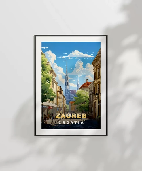 Çerçevesiz Poster Zagreb Katedrali Sokak Manzarası - Resim 7