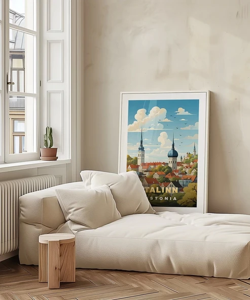 Çerçevesiz Poster Tallinn Tarihi Şehir Manzarası - Resim 4